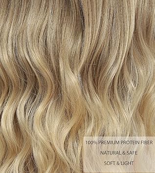 Long Ombre Blonde Wigs for Women 26 inch Long Wavy Middle Part Wig Ombre Blonde Wigs Upgraded Protein Fiber Hair Replacement Wig Cosplay Costume Halloween Wig(26'' Brown Ombre Blonde)