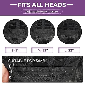 Black Wig With Bangs Bob Synthetic Curly Wigs Natural Shoulder Length Wig 12 inch for Women Girls Daily Use Colorful Wigs