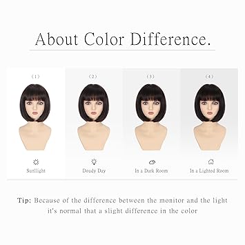 Dark Brown Bob Wig with Bangs 12 Inch Short Straight Natural Looking Synthetic Wig for Women Heat Resistant Daily Cosplay Party Use